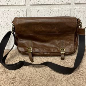 Fossil Leather Messenger Laptop Bag